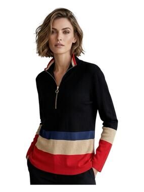 Aldo Martins Anthropologie Quarter Zip Barcelona Knit Color Block Sweater Large